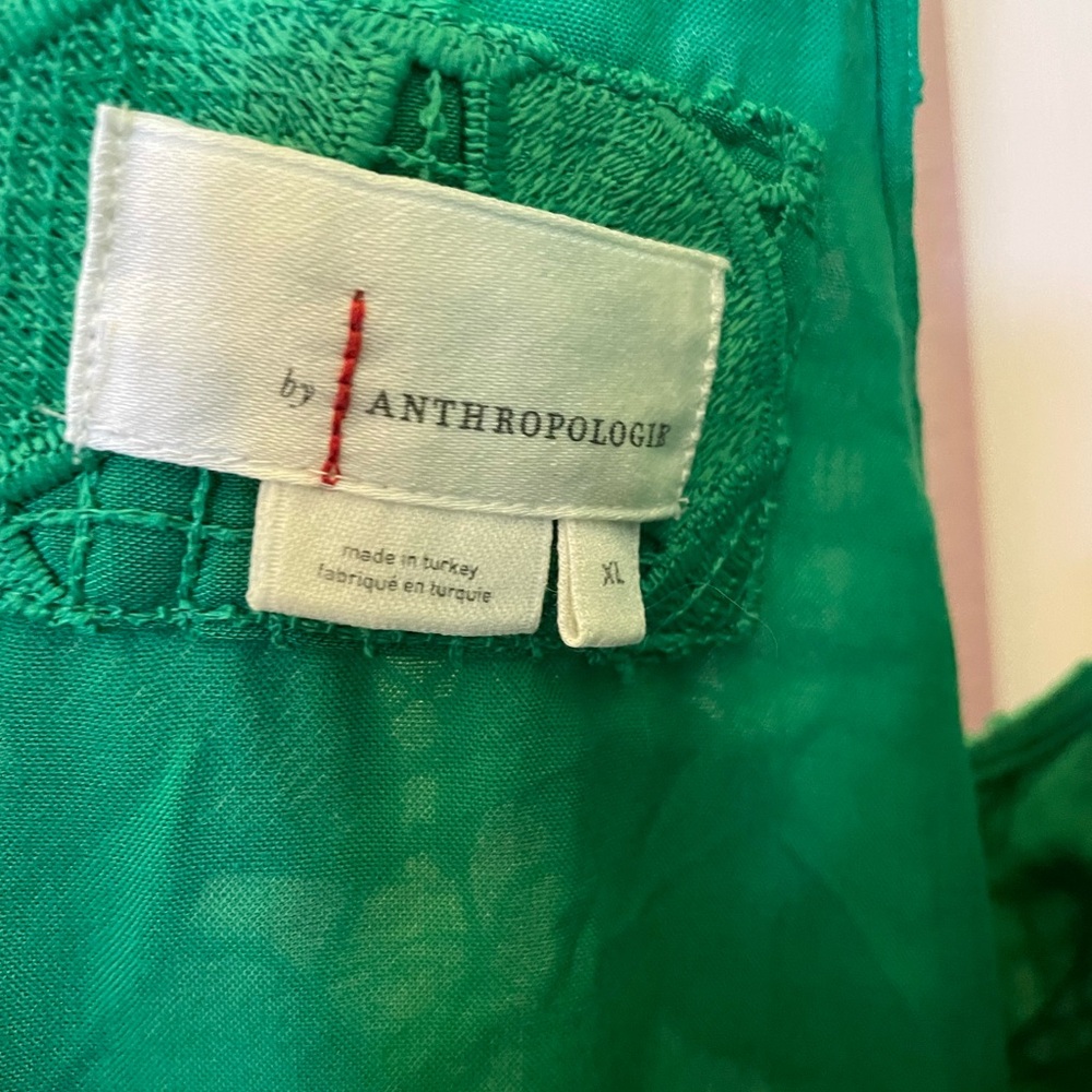 Anthropologie Green Lace Mini Dress - Picture 3 of 11
